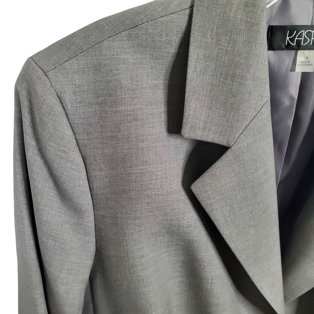 Kasper Size 14 Blazer Jacket Two Button Tailored Fit Office Neutral Gray - Picture 3 of 9